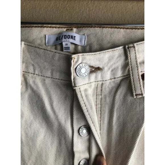 New Re/Done Women Cream Denim Jeans Size 27
